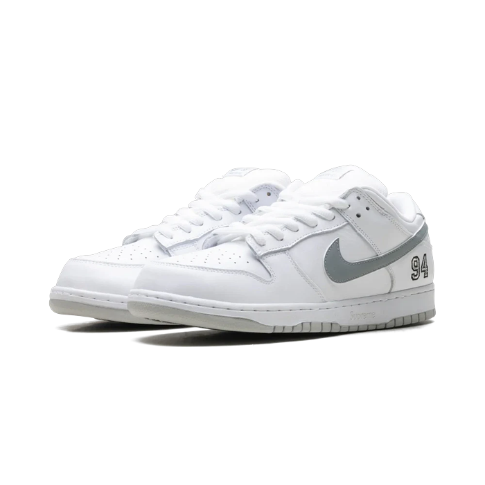 Nike SB Dunk Low Supreme 94 White Metallic Silver