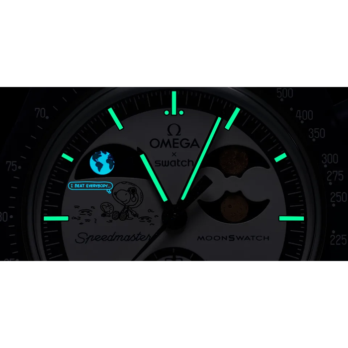 Swatch x Omega Snoopy Moonswatch Mission To Earthphase Moonshine Gold