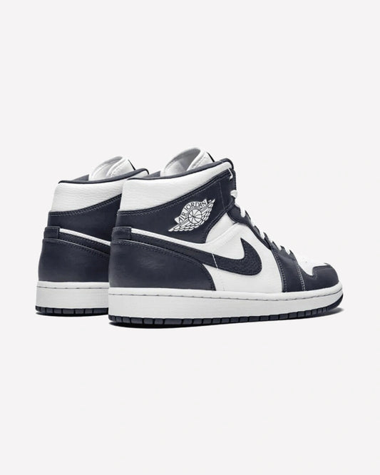 Air Jordan 1 Mid White Metallic Gold Obsidian