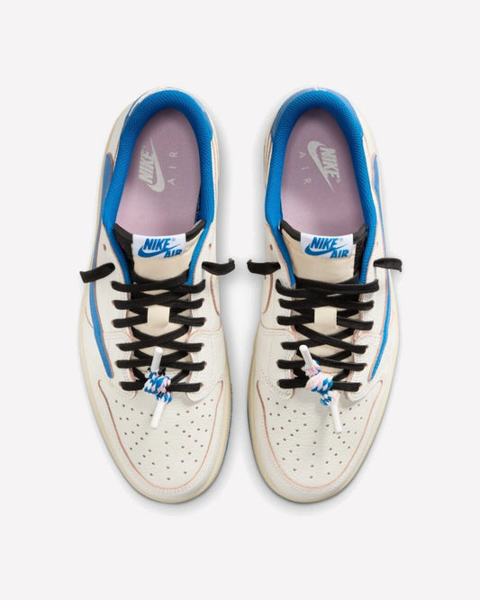 Air Jordan 1 Retro Low OG SP Fragment x Travis Scott Sail Military Blue