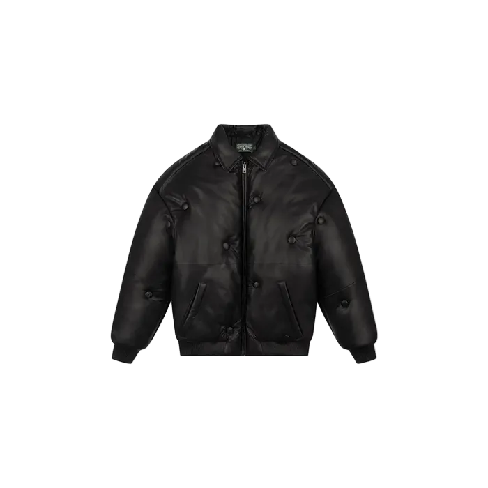 Denim Tears Sofa Leather Puffer Jacket Black
