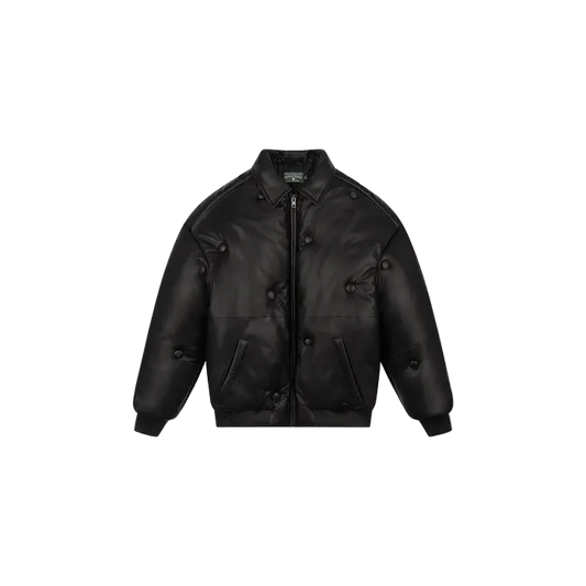 Denim Tears Sofa Leather Puffer Jacket Black