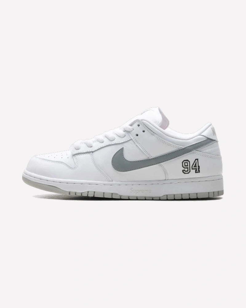 Nike SB Dunk Low Supreme 94 White Metallic Silver