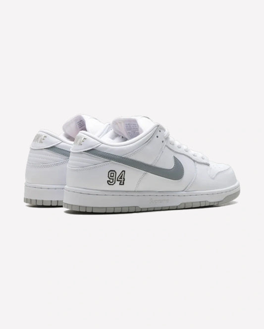 Nike SB Dunk Low Supreme 94 White Metallic Silver