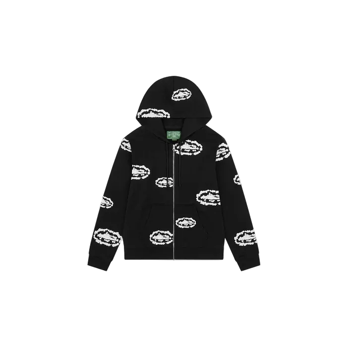 Denim Tears x Corteiz Cotton Wreath Zip Hoodie Black