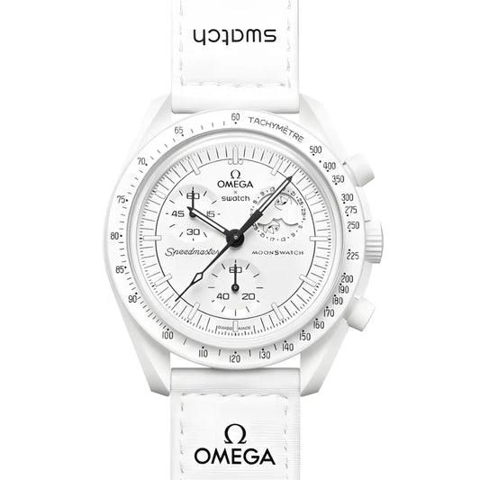 Swatch x Omega Bioceramic Moonswatch Mission To Moonphase Snoopy White