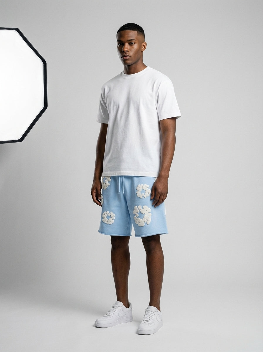 Denim Tears The Cotton Wreath Sweatshorts Powder Blue